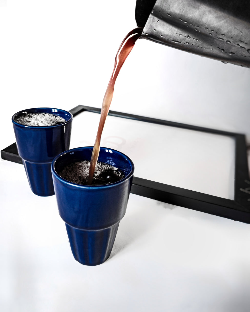 Cups of Magik Sapphire Blue Glossy espresso/tea Glasses(Set Of 2)