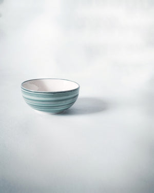 Cups of Magik Teal and Grey thin striped Bowl