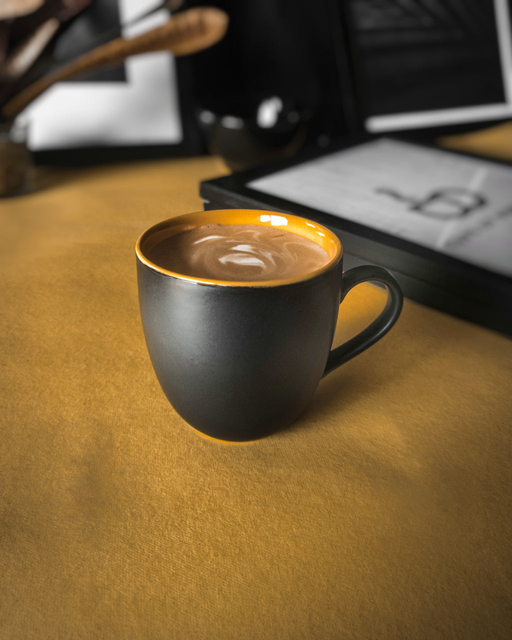 Cups Of Magik Matte Black Espresso/tea Cup (Goldenrod Yellow Insert)