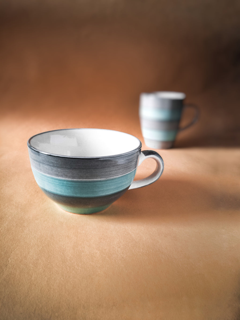 Cups Of Magik Nature Grey and Cyan Large latte Cup.