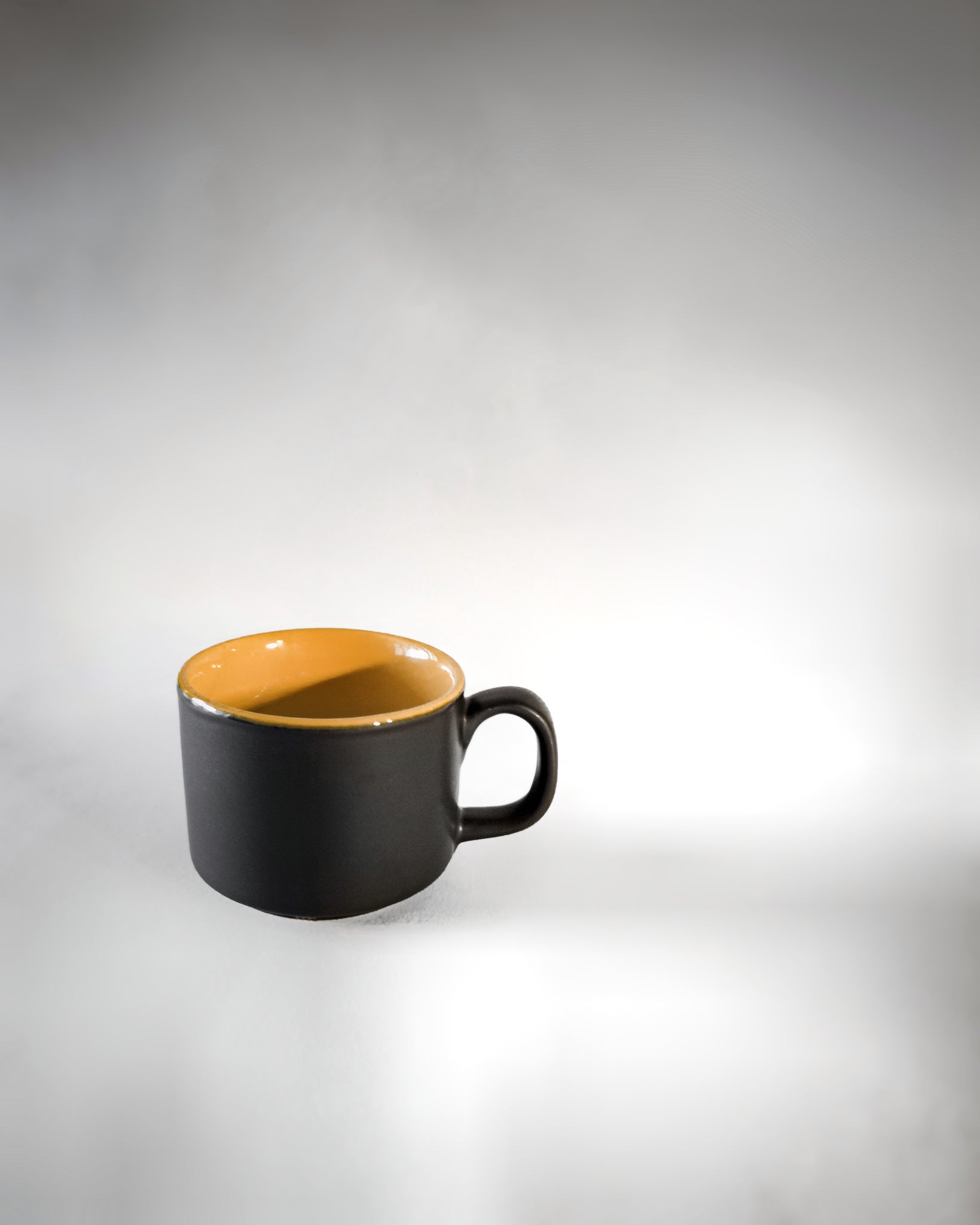 Cups Of Magik Matte Black espresso/Tea Cup with Goldenrod Yellow insert(Set of 2)