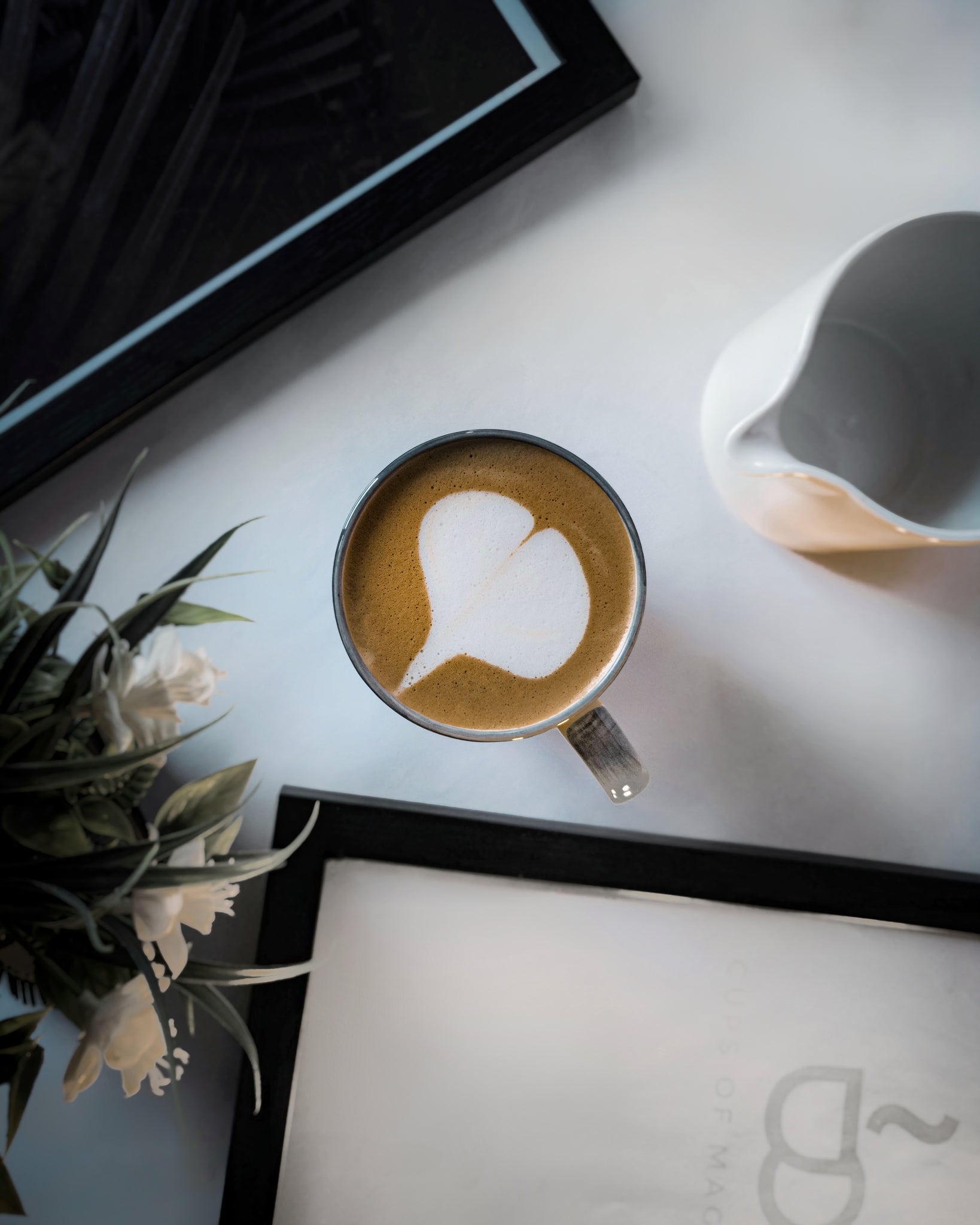 Cups Of Magik Grey and Cyan Striped Coffee Mug