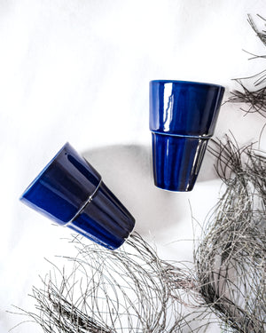 Cups of Magik Sapphire Blue Glossy espresso/tea Glasses(Set Of 2)