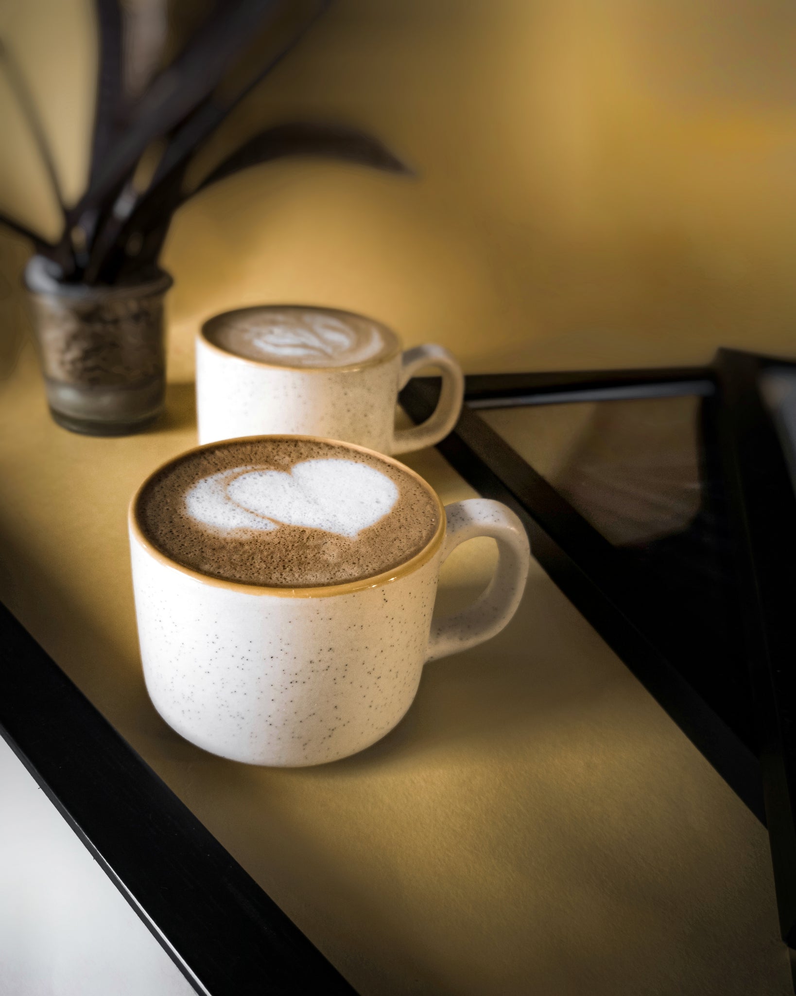 Cups Of Magik Day Star matte Textured espresso/Tea Cup with Goldenrod Yellow Insert(Set Of 2)