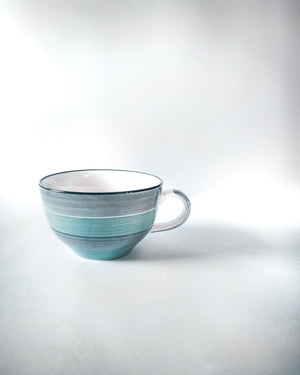 Cups Of Magik Nature Grey and Cyan Large latte Cup.