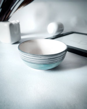 Cups of Magik Grey and Cyan striped Bowl