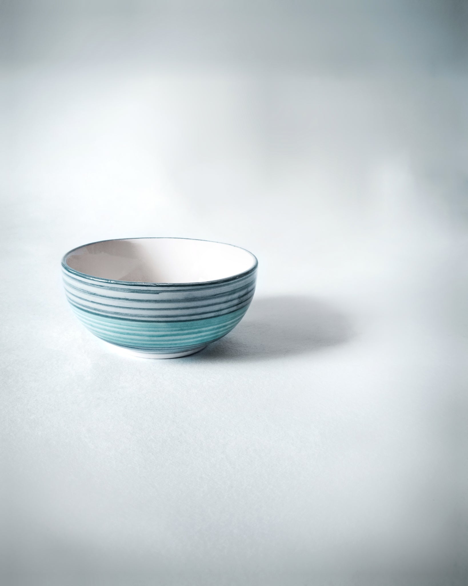 Cups of Magik Grey and Cyan striped Bowl