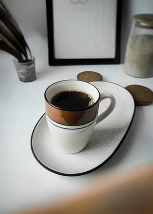 Cups of Magik Off-white Brown Striped Coffee Mug